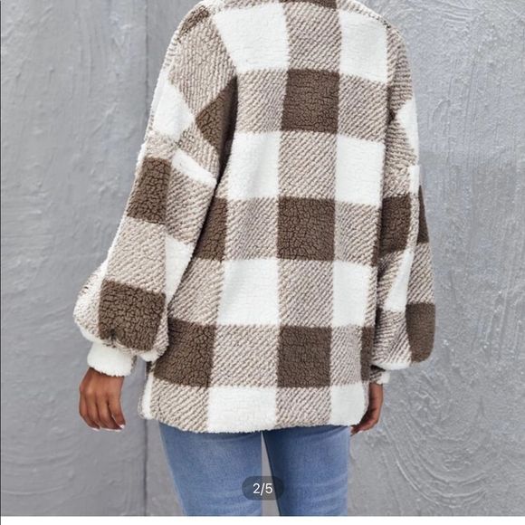 Plush Plaid Teddy Coat - Picture 2 of 3